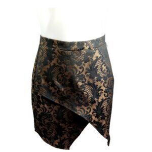 Women Gold/Black Skirt with Leaf Pattern